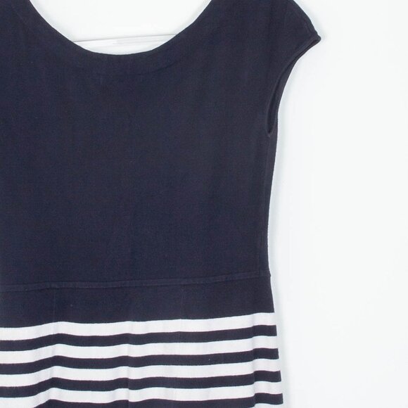 Boden Womens Harriet A-Line Striped Cap Sleeve Knit Midi Dress Size 8 Navy White - Picture 9 of 11